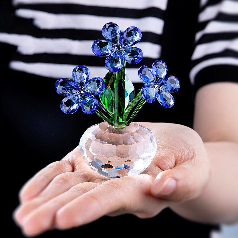 Crystal K9 Flower Ornament – Elegant Car & Living Room Decoration