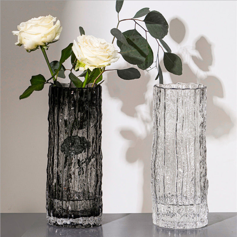 Nordic Light Luxury Transparent Glass Vase – Minimalist Home & Table Decoration