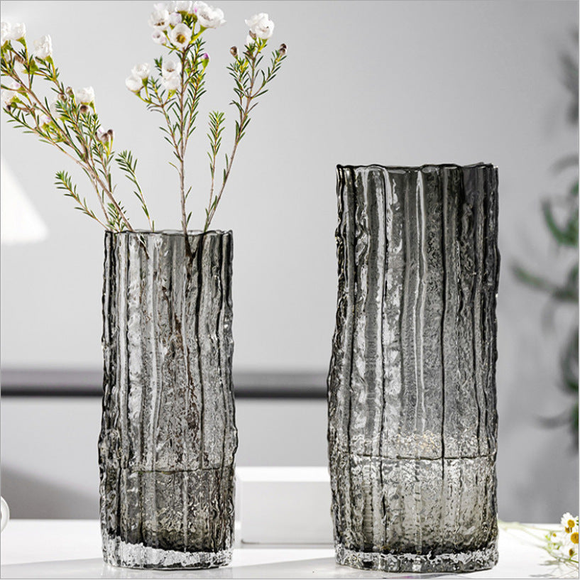 Nordic Light Luxury Transparent Glass Vase – Minimalist Home & Table Decoration