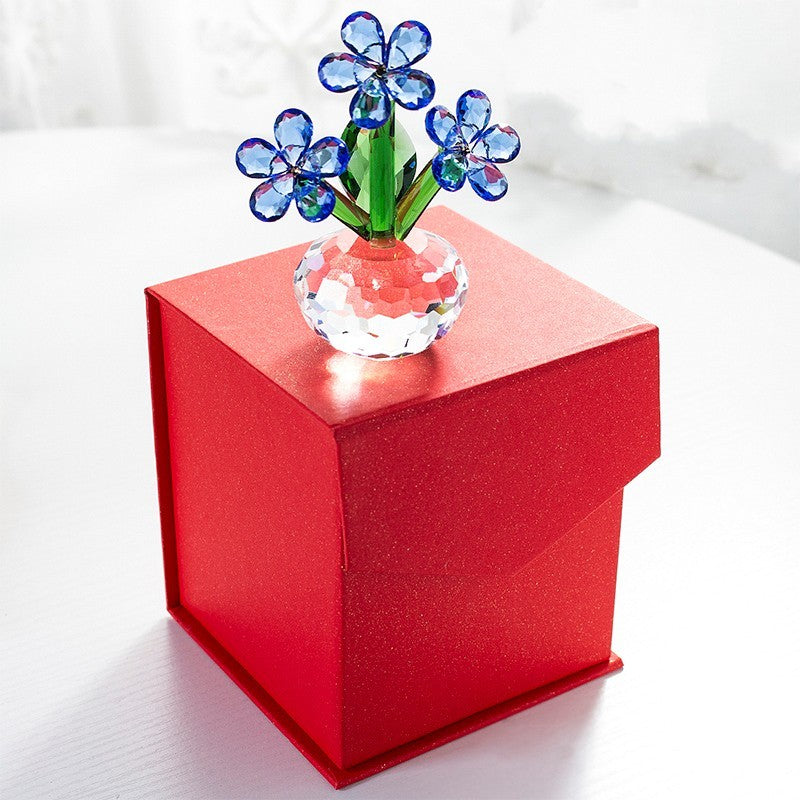 Crystal K9 Flower Ornament – Elegant Car & Living Room Decoration