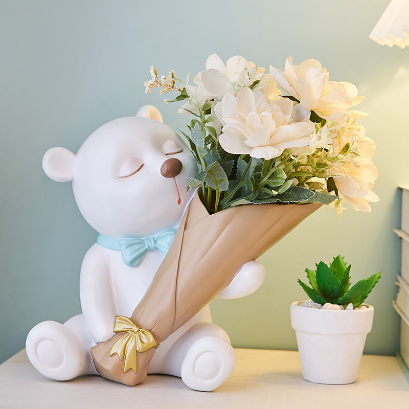 Creative Bear Resin Vase – Whimsical Living Room & TV Cabinet Décor
