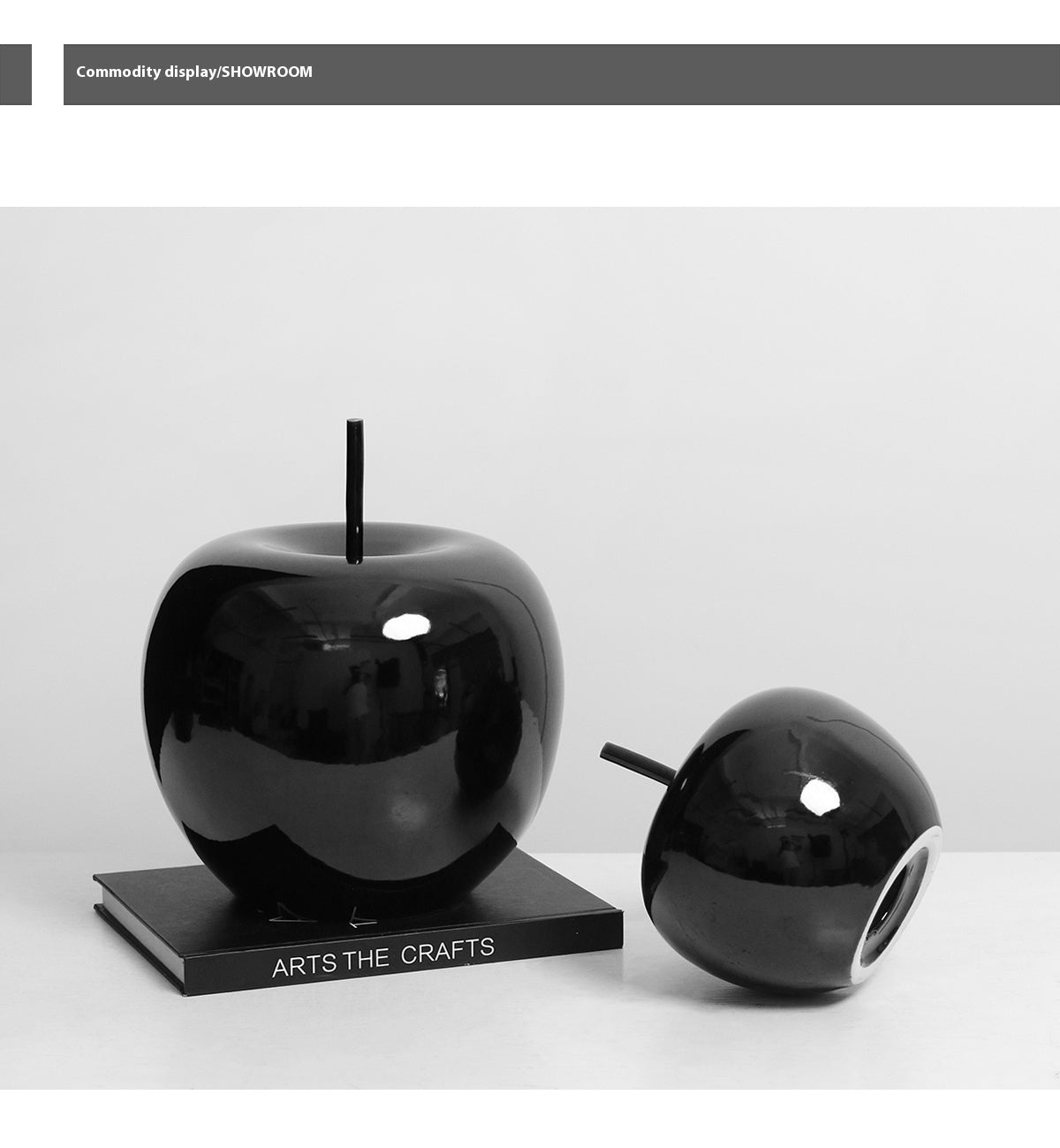 Modern Black Ceramic Apple – Minimalist Decorative Accent for Living Room or Entryway