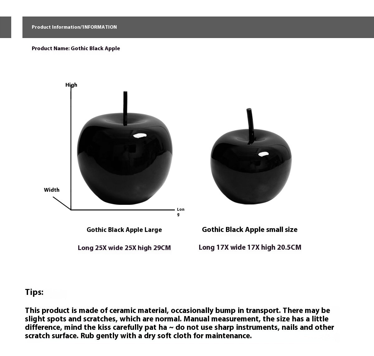 Modern Black Ceramic Apple – Minimalist Decorative Accent for Living Room or Entryway