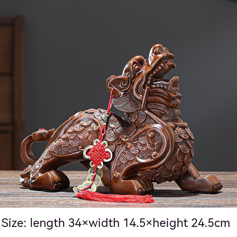 Feng Shui Fortune Pi Xiu Pair – Chinese Resin Ornaments for Living Room, Office, or Entryway