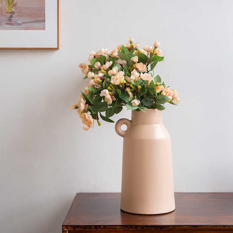 Single-Ear Ceramic Table Vase – Minimalist Glazed Flowerpot for Living Room Decor