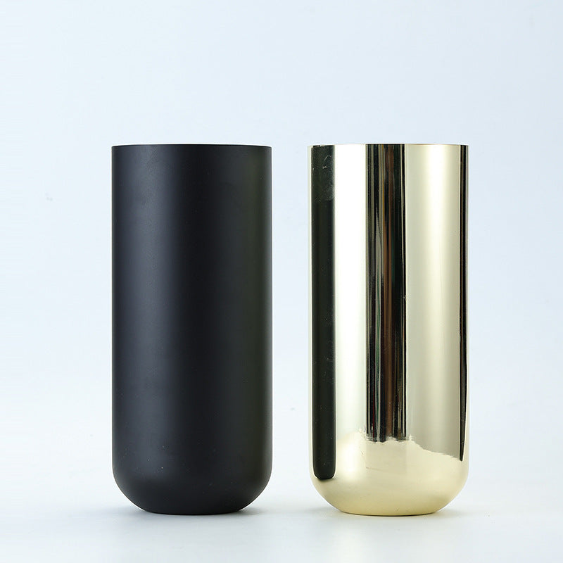 Stainless Steel Vase Decoration Dried Floral Home Living Room Flower Container Black Dining Table Decorations