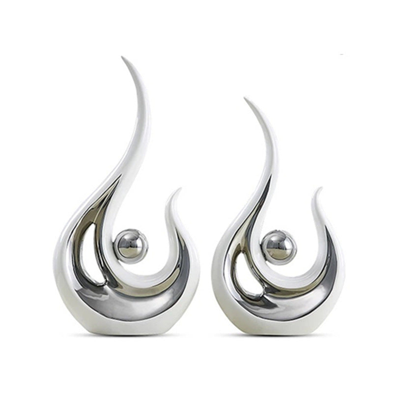 Modern Minimalist Ceramic Phoenix Figurines – Electroplated Porcelain Decor for TV or Wine Cabinets (Pair)