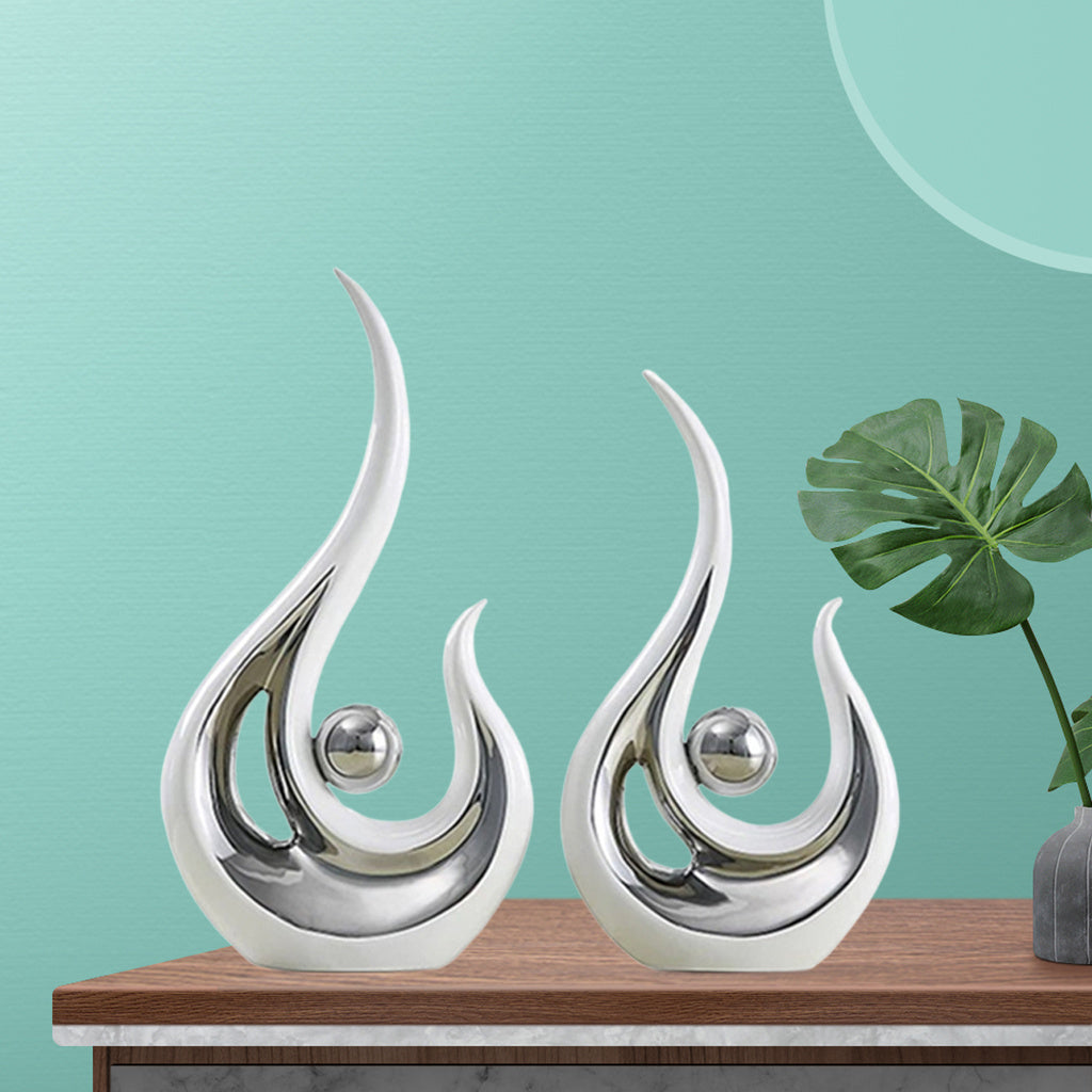 Modern Minimalist Ceramic Phoenix Figurines – Electroplated Porcelain Decor for TV or Wine Cabinets (Pair)