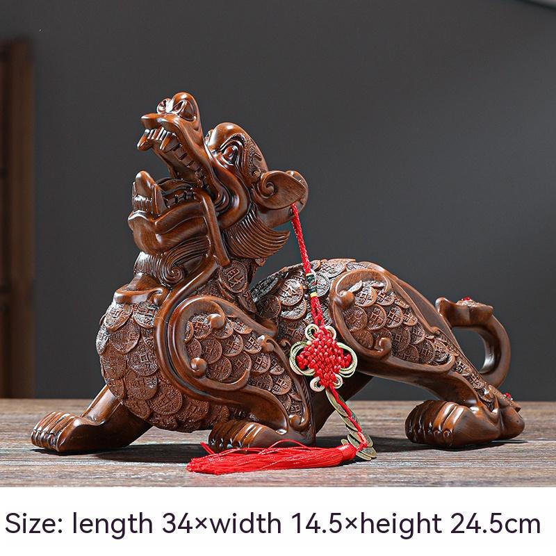 Feng Shui Fortune Pi Xiu Pair – Chinese Resin Ornaments for Living Room, Office, or Entryway