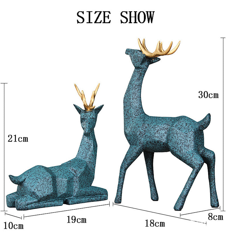 Nordic Light Luxury Deer Figurines – Modern Resin Decor for Living Room & Wine Cabinet